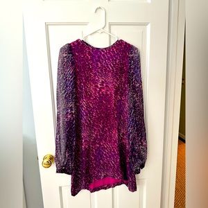 Bensoni silk pink/purple cheetah mini dress